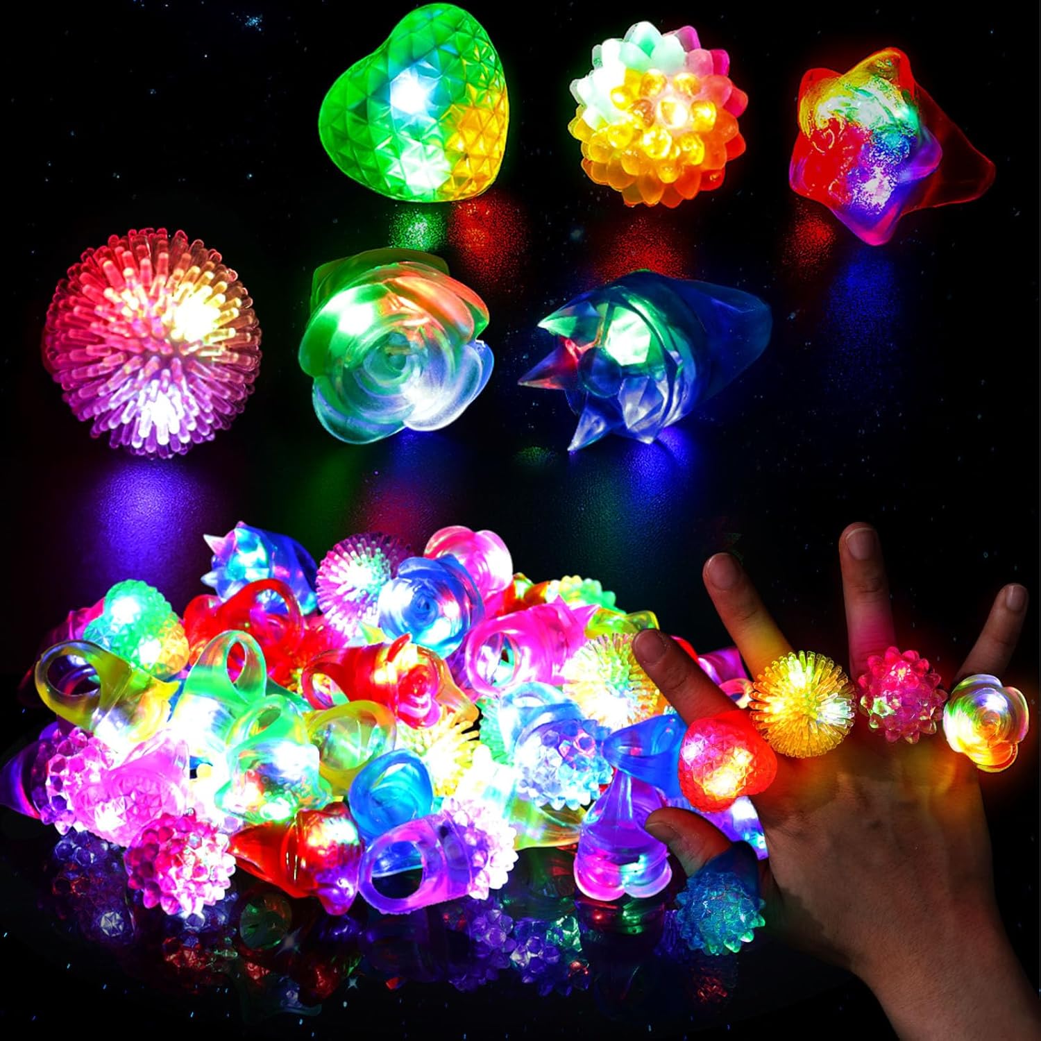 Diy Halloween Electronics - 10 adet LED ışıklı jöle yüzükler