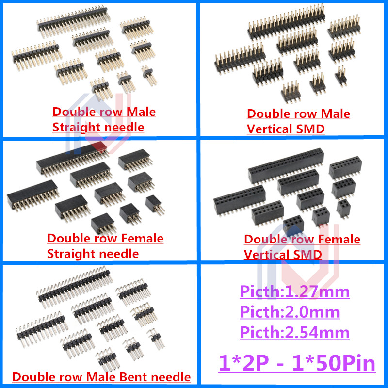 Male Female Header Pin - 10 adet 1.27mm 2.0mm 2.54mm Pitch