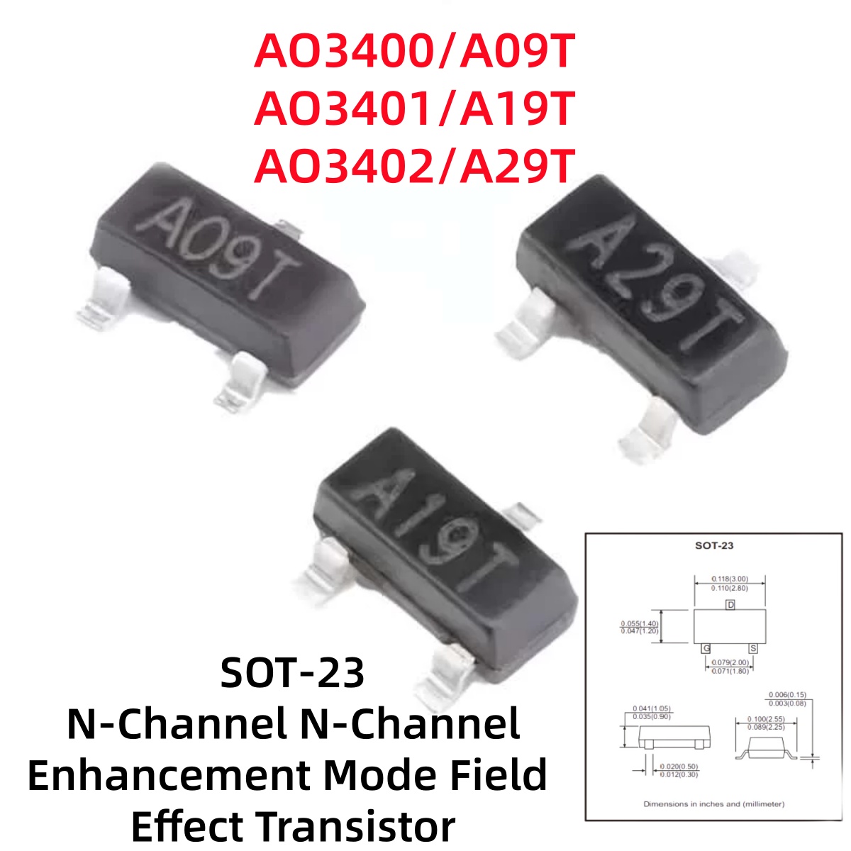 Diy Electronics Youtube Channel - 100-500 Adet AO3400/A09T AO3401/A19T AO3402/A29T N-Kanal