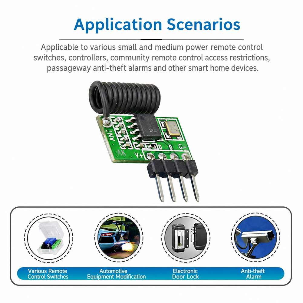 Rf 433Mhz Module - 315MHz/433MHz Süperheterodin RF Alıcı Modülü 3.3V-5.5V