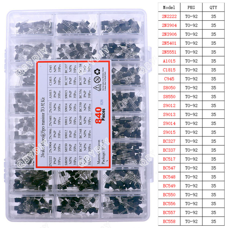 Mosfet Transistor Set - 840 adet 24 Değerler TO-92 PNP/NPN