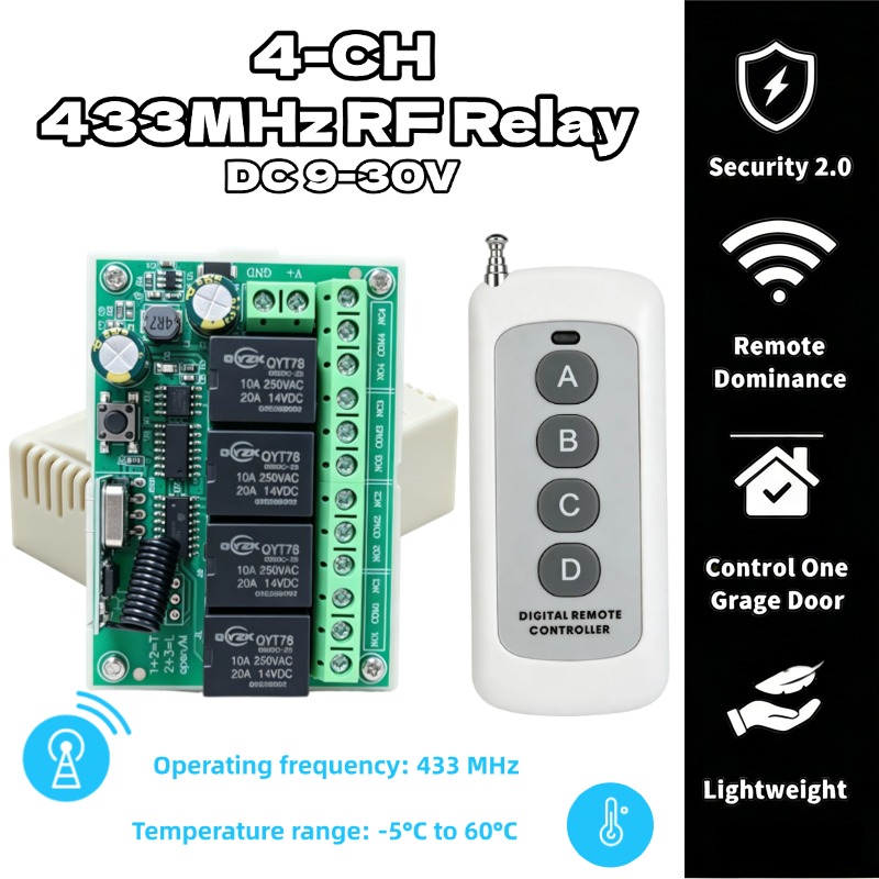 Rf 433Mhz Module - Evrensel Kablosuz Uzaktan Kumanda Anahtarı DC