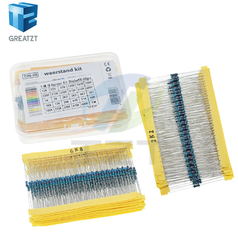 Resistor Kit 1 4W - GREATZT 600 adet/takım 30 Çeşit 1/4