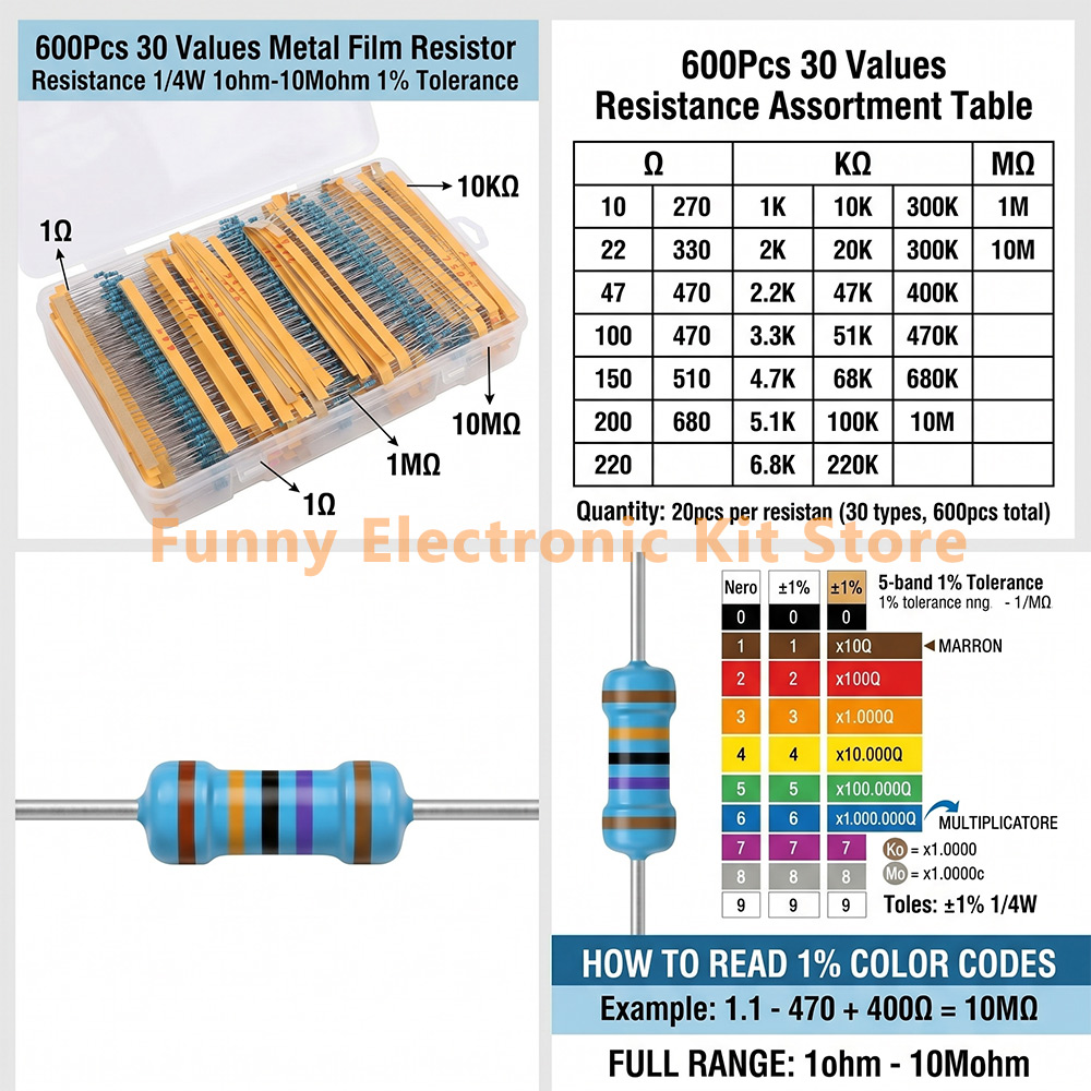 600 Adet Çeşitli Metal Film Di - Resistor Kit 1 4W incelemesi ve fiyatı