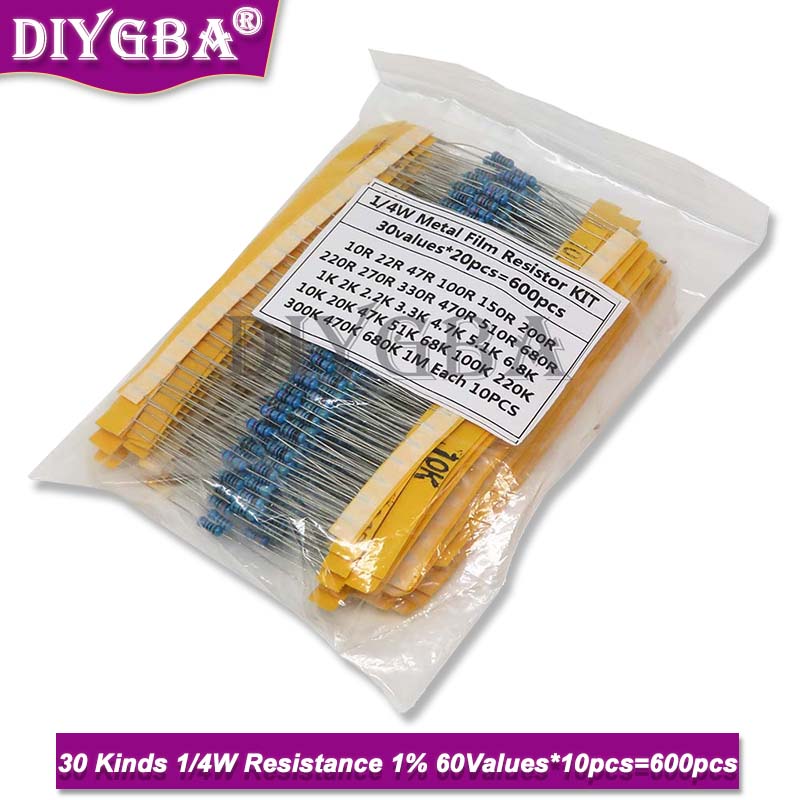 600 adet/takım 30 çeşit 1/4W d - Resistor Kit 1 4W incelemesi ve fiyatı
