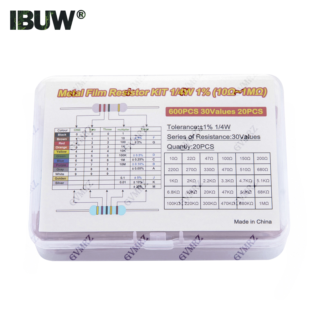 600PCS 30Values ​​1/4W Metal F - Resistor Kit 1 4W incelemesi ve fiyatı