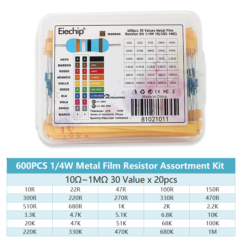 300/600 adet 1/4W metal film d - Resistor Kit 1 4W incelemesi ve fiyatı