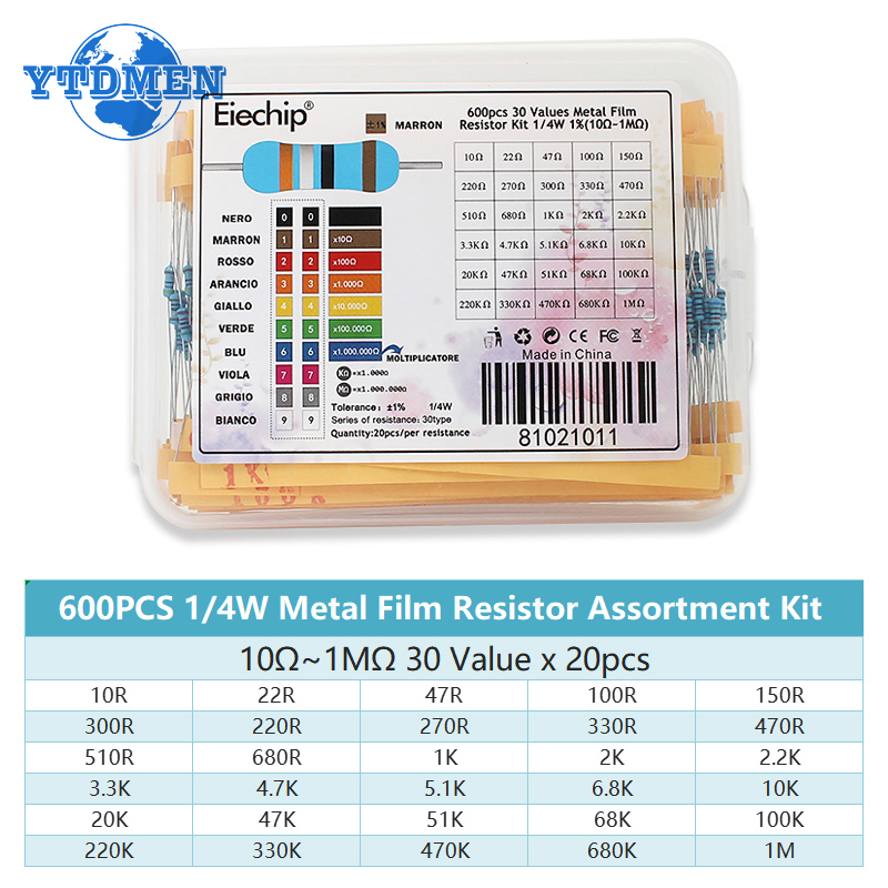 300-600 adet 1/4W Metal film r - Resistor Kit 1 4W incelemesi ve fiyatı