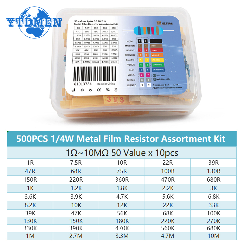 300-600 adet 1/4W Metal film r - Resistor Kit 1 4W incelemesi ve fiyatı
